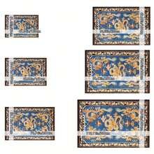 Golden Diamond Velvet + 800g/M² + Dot Plastic Backing + Dot Plastic Floral Pattern Process At The Bottom. 1pc Golden Diamond Velvet Chinese Classical Flying Dragon Pattern Rug, Home Decor, Comfortable, Beautiful, And Versatile Decorative Style. - Multicolor - View 5