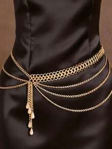 1pc Exaggerated Gold Sexy Party Body Chain With Multi-Layer Faux Pearl Tassels, Women's Waist Chain, Gift For Girlfriend, Sisters, Birthday, Vacation, Party - Bạc - Xem 10