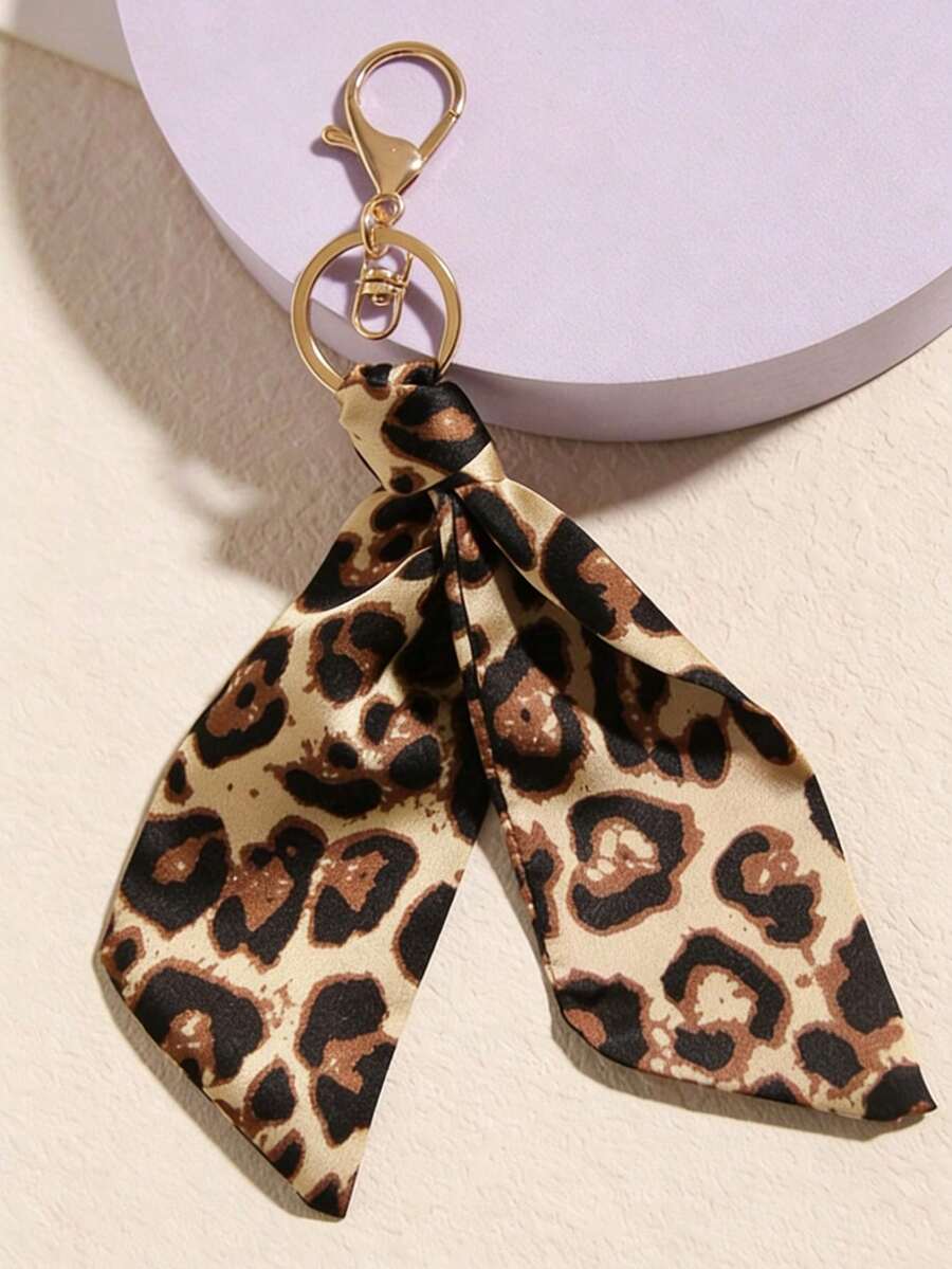 1 chiếc móc khóa xoắn in họa tiết da báo bằng satin, phụ kiện trang trí túi xách, phong cách bohemian dễ thương, thanh lịch, làm từ hợp kim kẽm, phù hợp cho mọi mùa. - Lạc đà - Xem 1