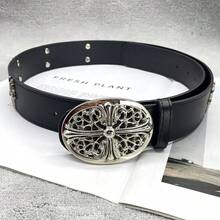 Holy Sword Cross Belt - Celebrity Style Men's Rivet Embossed Belt - [Dây leo đen] Dây đeo Thánh kiếm - Xem 3