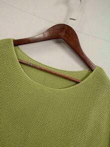 大码女式宽松休闲套头衫，春夏款 - 綠色 - 查看 5