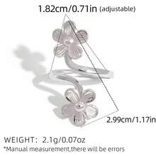 Frminee 3 Stücke/1 Stück Boho-Stil Blumen & Schmetterling Edelstahl Ring Set, Statement Ringe, verstellbare goldfarbene Ringe, geeignet für den täglichen Gebrauch, Urlaub und als Geschenk - Silber - Übersicht 9