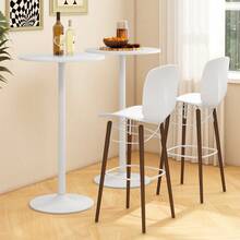 GOFLAME 2 Pack Round Bar Table, Bistro Pub Table With Adjustable Height & Metal Base, Modern Style Bar Height Cocktail Table For Living Room, Cafe & Restaurant - White - View 7