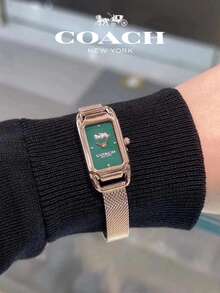 Coach Cadie Series Women's Quartz Watch, Rose Gold Tone Case Rose Gold Milanese Strap Green Dial - 玫瑰金 - 查看 6