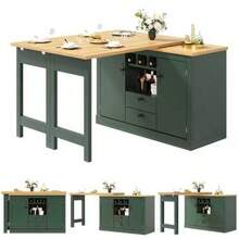High-Quality Extendable Bar Table With 360° Swivel Function And Storage Space, Length Adjustable From 120-180cm, Suitable For Living Room, Dining Room, Home Office, Black Extendable Designer Bar Table, Black - 軍綠色 - 查看 7