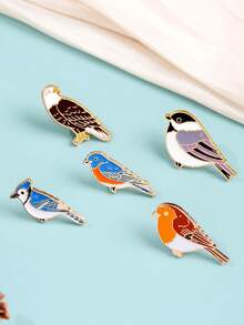 1/5pcs Cartoon Colorful Bird Brooch Set, Cute Eagle, Magpie, Small Bird Enamel Badge Pin, Unique Accessory For Bag, Gift, Holiday - Multicolor - View 9
