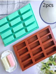 1个/2个硅胶格兰诺拉巧克力模具，12个芝士蛋糕格兰诺拉棒模具，长方形硅胶糖果棒模具。 - 彩色 - 查看 8