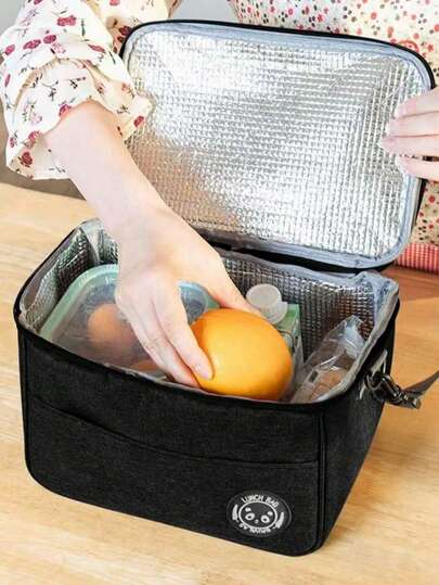 1 túi đựng cơm trưa cách nhiệt họa tiết gấu - Túi giữ lạnh mềm mại cho người lớn nam nữ, chống thấm nước và di động, thích hợp cho trường học và văn phòng - Giữ cho thức ăn luôn tươi ngon (Màu đen) - Quà tặng Giáng sinh