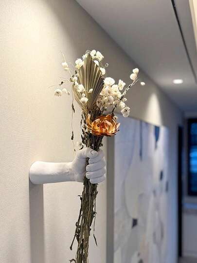 艺术手持壁挂式设计师创意仿人手水培餐厅酒店装饰花瓶，美观房间装饰，家居装饰小型花盆设计师手形壁挂花瓶