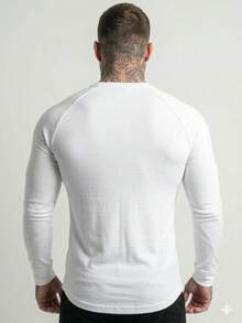 Raglan Long Sleeve Ribbed T-Shirt - WHITE. - View 2