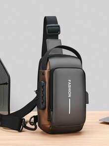 Tas Selempang Dada Pria dengan Kunci Sandi Anti-Pencurian, Teknologi Anti-Pencurian dan Kunci Tombol Digital - Tali yang Dapat Diatur, Perangkat Keras Warna Emas, Kain Tahan Lama, Kompartemen Resleting dan Kompatibilitas Port, Cocok untuk Sepeda Motor, Perjalanan, Gym, Penggunaan Sehari-hari - Acara Kasual dan Formal (Hitam/Cokelat) - Muat Smartphone dan Barang-Barang Penting - MultiWarna - View 13