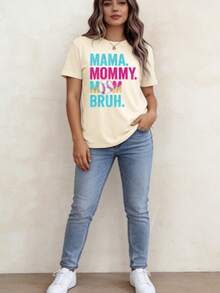 Women's-ShirtWomen's Baseball Graphic-Shirt - Casual Short-Sleeve Crew Neck, Summer And Spring Top With Baseball And Drip Design, Baseball Mom Apparel |   Fun Printed Tops |   Knit Construction, Baseball-ShirtFashionable Women's Clothingshirts,Clothes,White Top,Graphic Tee,Suitable Gym, Workouts, Everyday Casual Wear, And Street Style. - 杏色 - 查看 11