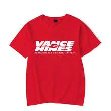 VANCE HINES Motorcycle Racing Exhaust Inspired Graphic Tee, Casual Harajuku Soft T-Shirt, Unisex Summer Top - 紅色 - 查看 7