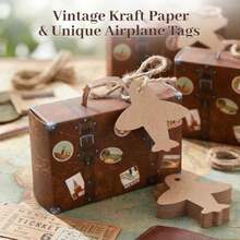 50PCS  Suitcase Favor Boxes Travel Theme Candy Box Vie Kraft Cardboard With Tags And Burlap String For Wedding Travel Theme Party Bridal Shower Decoration - 多 - 查看 3