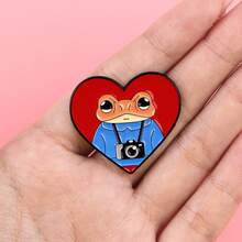 1 pieza Broche de rana, Insignia de solapa de esmalte - Insignia linda para mochilas y ropa - Negro - Ver 8