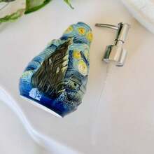 Bình đựng xà phòng bằng gốm họa tiết Đêm đầy sao, chai sữa dưỡng thể màu xanh dương kiểu Van Gogh có vòi bơm, trang trí phòng tắm phong cách nhà nông thôn. - Bầu trời đầy sao - Xem 7