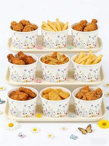 10pcs Floral Pattern Paper Ice Cream Bowls, Popcorn Bowls, Candy Bowls, Disposable Tableware, Snack Bowls, Disposable Food Containers, Cookie Baking Bowls, Desktop Decor, Gender Reveal Party Supplies, Baby Shower Party Decorations, Spring Theme Party Supplies, 1st Birthday Party Supplies, Holiday Party Supplies, Kitchen Decor - Wildflowers - View 7