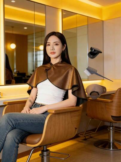 Waterproof Hair Coloring Cape, Short Cape, Makeup Apron, Oil-Resistant Fabric Hair Coloring Cape, Special Waterproof Perming Cape, Home Hairstyling Perming Apron, Hairdressing Salon Scarf Cape. The Short Style Is More Suitable For Summer And Holiday Gifts, Hair Accessories Cape, Hair Scarf, Smooth Back, Hair Protection Cape, Hairstyling Tool Cape.