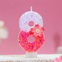 1pc Pink Number Birthday Candle, Sparkling Color Block Flower & Number Birthday Candle, Cake Decor, Creates Romantic Atmosphere, Handmade DIY Adult Ceremony Candle, Suitable For School Opening, Valentine's Day, Princess Birthday Party, Graduation Party - Birthday Candle Number - View 16