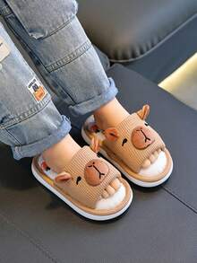 1 Pair Children's Linen Slippers, Cartoon Non-Slip Soft Bottom Indoor Slippers For Boys And Girls, Summer - Light Coffee - View 5