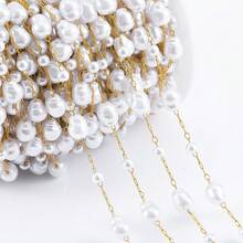 1米3毫米金色不锈钢珠链，仿珍珠链，巴洛克风格，适合DIY珠宝制作，项链、手链和耳环 - 鏈條 - 查看 8