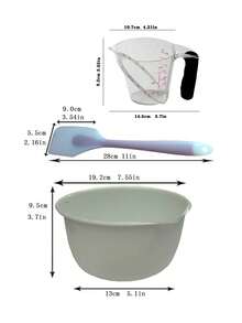 3件套烘焙厨房揉面碗、洗碗碗、硅胶刮刀、刮板、带刻度的量杯 - 彩色 - 查看 2