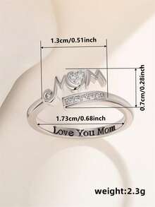 1 pieza Anillo de circonita cúbica para adolescentes, para regalo de cumpleaños, Día de la Madre, aniversario, joyería para fiestas - 1# - Ver 7