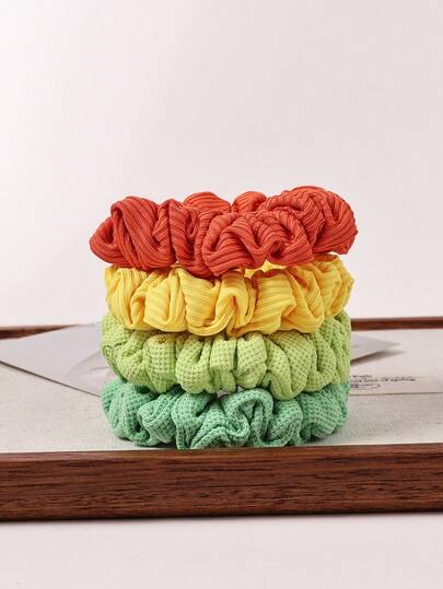 4 piezas de Gomas para el cabello tipo Slinky de colores, Scrunchies de colores alegres tipo dopamina, adecuados para coleta, cabello trenzado, accesorios de cabello versátiles para uso casual y al aire libre, bandas elásticas para el cabello, cuerda para el cabello