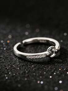 1 Stück S925 Sterling Silber Geometrischer Kreis Ring, minimalistischer, personalisierter, zarter, eleganter, verstellbarer, vielseitiger Ring, geeignet für den täglichen Gebrauch von Frauen, Partys, Verlobungen und andere Anlässe als Geschenk - Runden - Übersicht 10
