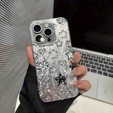 Starry Sky Feather Mesh Shiny Pattern Phone Case, Suitable For IPhone 17/16/15/14/13/12/11/XS/XR/X/7/8 Plus/Pro/Max/Mini - Creative Fashionable Minimalist Design Personalized Full-Body Shockproof Protective Case - Camlet - View 6