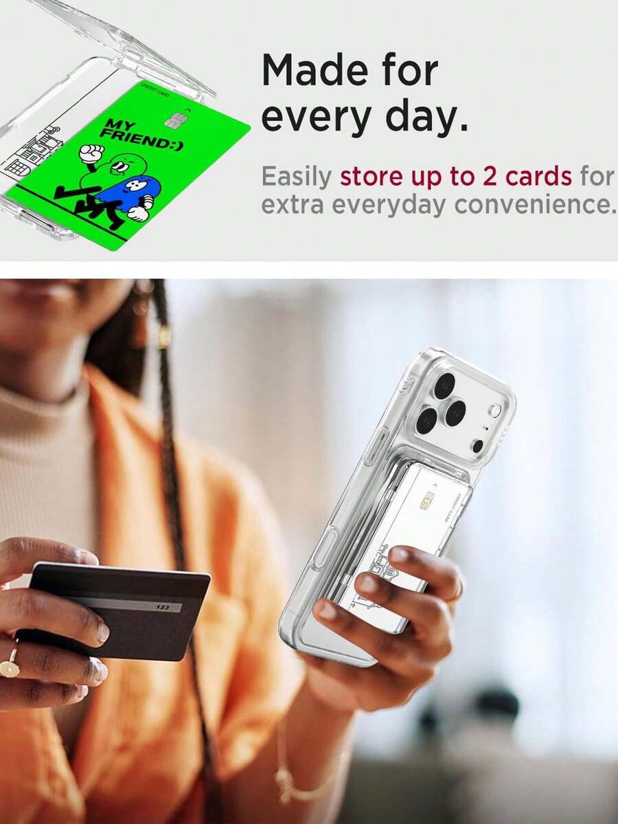 MagSafe 透明磁吸支架钱包式手机壳，适用于 ，带 2 个卡槽，双强磁防摔保护壳