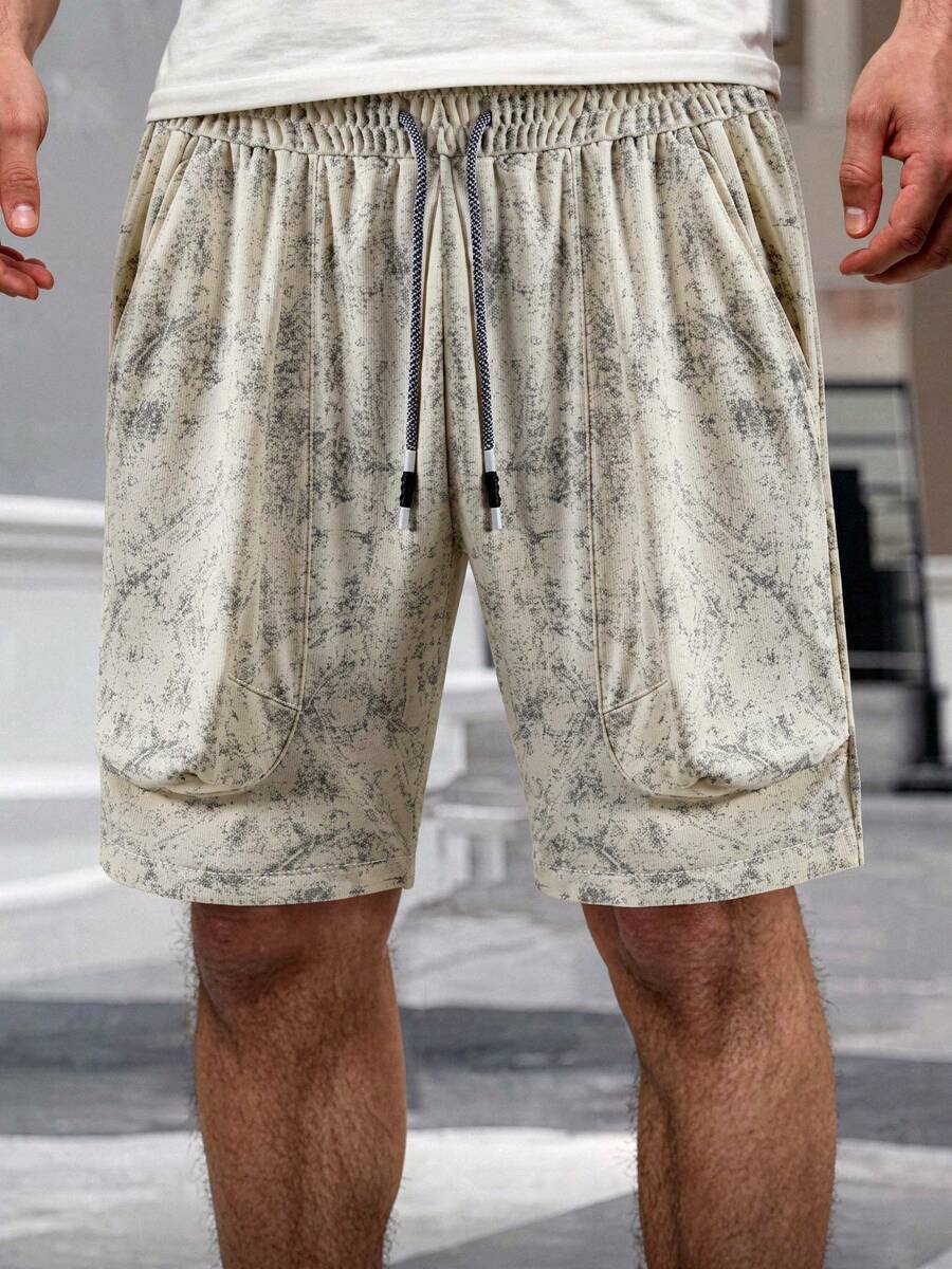 Men's Drawstring Waist Casual Versatile Daily Wear Shorts - Apricot - View 1