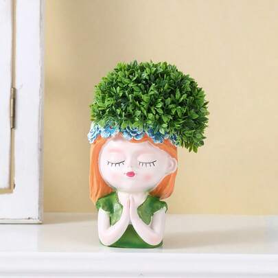 1pc Cute Wishing Girl Flower Pot Creative Succulent Plant Special Pot Balcony Desktop Decoration Ornament Flower Utensils Forest Wishing Girl | Cute Flower Pot Planting Spring On The Desktop