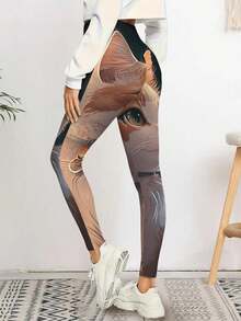 Women's Leggings Cute Orange And White Cat Illustration Art Print Cat Lover Gift Pet Portrait Digital Art Wall Decor Whimsical Cat Art Perfect For Home Decor Cat Athleisure Compression Ladies Yoga Leggings Cat Mom Gift - 彩色 - 查看 3