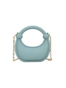 New Fashionable Favorite! Round Crescent-Shaped Bag * Metal Chain, Unlocks Multi-Scenario Styling Aesthetics. Rounded Crescent-Shaped Handbag & Shoulder Bag, Paired With Sculptural Ball Handle. - Multicolor - View 15