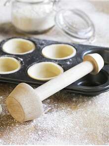 Dụng cụ nén bánh tart, dụng cụ nén bánh ngọt hai mặt bằng gỗ, khuôn nén bánh trứng tart, dụng cụ đẩy bánh ngọt tự làm cho nhà bếp, dụng cụ làm bánh tiệc tùng, khuôn bánh pie, tart và quiche. - Màu Khaki - Xem 9