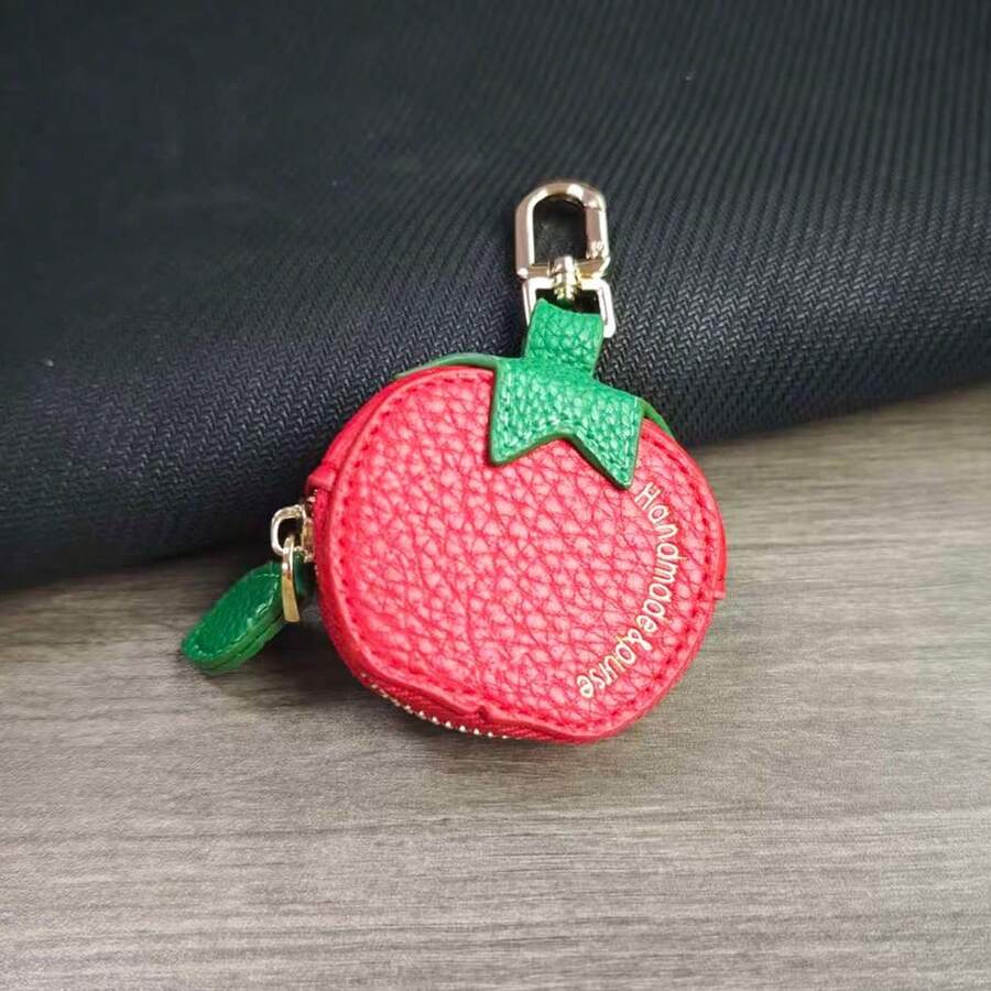 Ví đựng tiền xu mini hình quả cà chua CHARM INFINITE, móc khóa dễ thương, ví đựng thẻ nhỏ dành cho nữ.