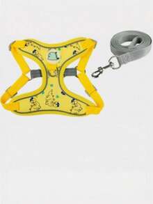 LANGXINGCS 1 Set Arnés y Correa para Mascotas, Diseño de Patrón de Dinosaurio para Pecho de Perro, Adecuado para Uso en Exteriores de Mascotas Medianas y Pequeñas - Multicolor - Ver 16