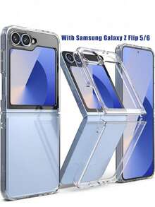 [Ống kính camera được cắt chính xác] Tương thích với ốp lưng điện thoại Galaxy Z Flip 7 FE và Z Flip 6 / Z Flip 5, trong suốt, unisex, khung chống sốc - Trong suốt - Trong sáng - Xem 1