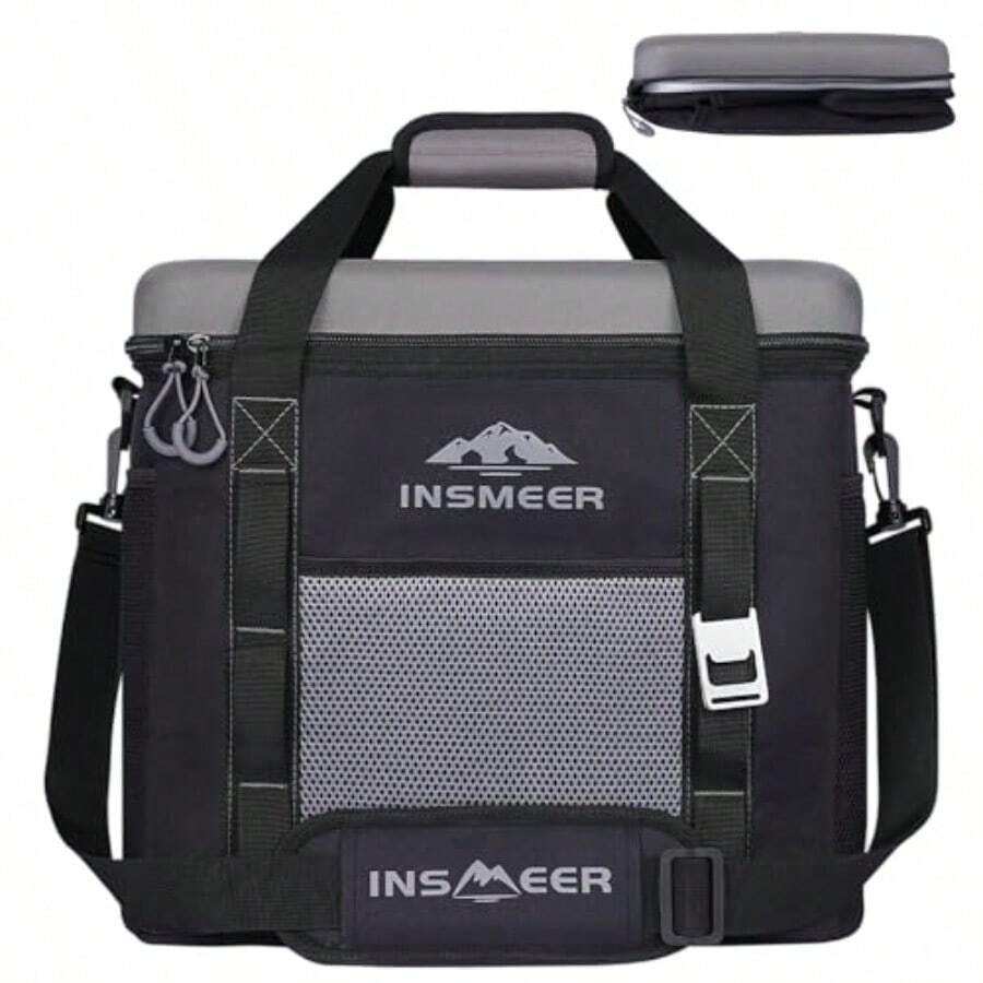 INSMEER 60 Latas/40 litros ielera Portátil B Térmica Aiada B de Refrigeración pequeña con Correa para el Pble Fugas enfriadores portáti para Camping - Gris - Ver 1