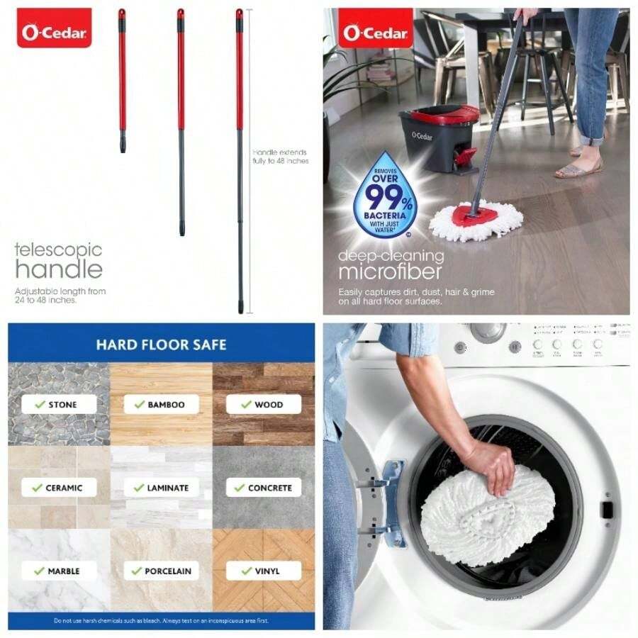 Easywring Microfiber Spin Mop Bucket Floor Cleaning System With 2 Refills - Xanh đậm - Xem 1