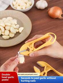 1/2pcs Multi-Functional Garlic Peeler, Garlic Clove Peeling Tool, Manual Garlic Peeler, Double-Ended Manual Kitchen Tool, Easy Peeling Without Hurting Hands, Suitable For Home Kitchen, Plastic Design, Suitable For Hand Use, Perfect For Home Cooking - Multicolor - View 2