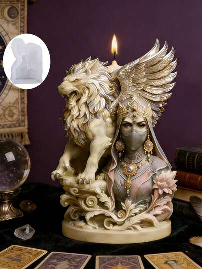 3D狮翼硅胶模具 - 适用于DIY树脂蜡烛、香薰石和家居装饰 - 非常适合春节、情人节、父亲节、母亲节、感恩节、生日礼物、翅膀装饰 | 狮子图案 - 耐用、可重复使用、易于使用