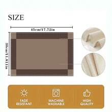 1/2/4/6/8/300pcs Luxury Placemat Set, Featuring Minimalist High-End Brown Plaid Design, Available In Multiple Patterns. Made Of 100% Polyester Fabric Using Digital Printing Technology, Machine Washable, Heat-Resistant, Waterproof And Easy To Clean, Suitable For Party Decoration, Coffee Tables, Dining Tables And Indoor Decor Accessories, Restaurants And Company Gatherings. - Multicolor - View 5