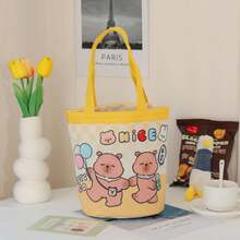 1pc Cute Cartoon Color-Blocking Handbag, Adorable Large Capacity Commuter Tote Bag, Soft And Healing Style! Foldable Portable Shopping Bag, Versatile Cute And Durable Tote Bag - Multiple Styles - View 2