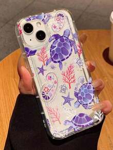 1 pieza de funda para teléfono de TPU resistente a golpes con diseño de tortuga marina, coral, concha y otras formas de vida marina, transparente y en colores de moda, teléfonos móviles, bolsas, accesorios para móviles, fundas para teléfonos, decoración de interiores, accesorios, fundas transparentes para teléfonos, verano, correas para teléfonos, fundas para teléfonos de hombre, fundas negras para teléfonos, fundas rosas para teléfonos, fundas para móviles de hombre, fundas para móviles de mujer, protección para teléfonos móviles, accesorios de playa, dulces de fresa, cubiertas protectoras para teléfonos. - Estilo (1 pieza) - Ver 5
