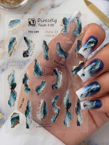Marble Pattern Nail Art Stickers, Gold Gradient Stone Texture Nail Decals, Waterproof Self-Adhesive DIY Nail Jewelry Accessories, Suitable For Women Who Love Nail Salons - Multicolor - View 3