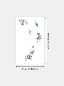 1pc Minimalist Forget-Me-Not Flower Shoulder/Arm Temporary Tattoo Sticker, Herbal Washable Temporary Tattoo Sticker, Suitable For People, Lasts 3-5 Days - Black - View 2