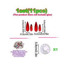 1 Set de joyas creativas con forma de gota de agua de colores, accesorios para dientes elegantes y lindos estilo Y2K, decoración de disfraces unisex, adecuado para uso diario de mujeres, fiestas, regalos (sin pegamento, con caja) - Multicolor - Ver 9