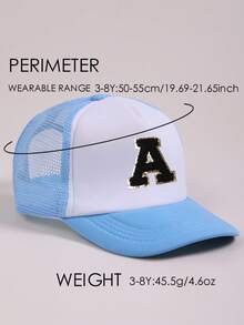 1pc Kids' 26 Letter Mesh Baseball Cap, Unisex Blue Sun Hat, Suitable For Outdoor Activities And Daily Wear, UV Protection - Multicolor - View 9